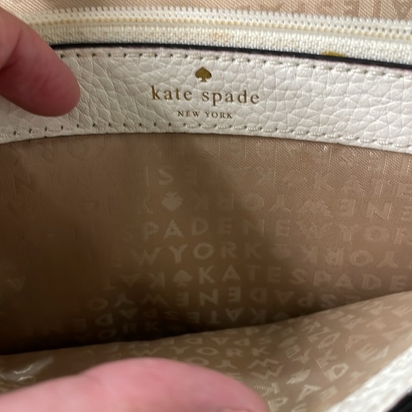 Kate Spade Leather & Crotchet Envelope Clutch Purse White & Tan - Picture 4 of 9